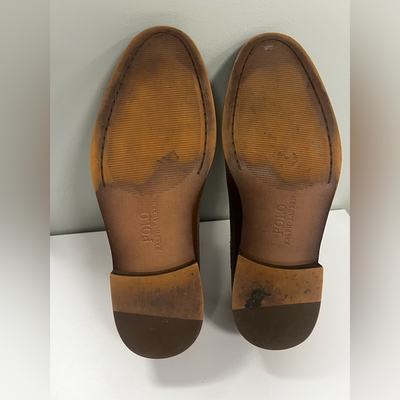 POLO RALPH LAUREN MENS MOSELY LEATHER WINGTIP,  TAN, SIZE 10.5D - Picture 5 of 11